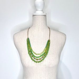 Green Beaded Multi Strand Necklace
